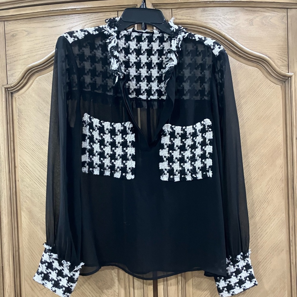 ZARA WOMENS TOP SHIRT BLACK SIZE LARGE